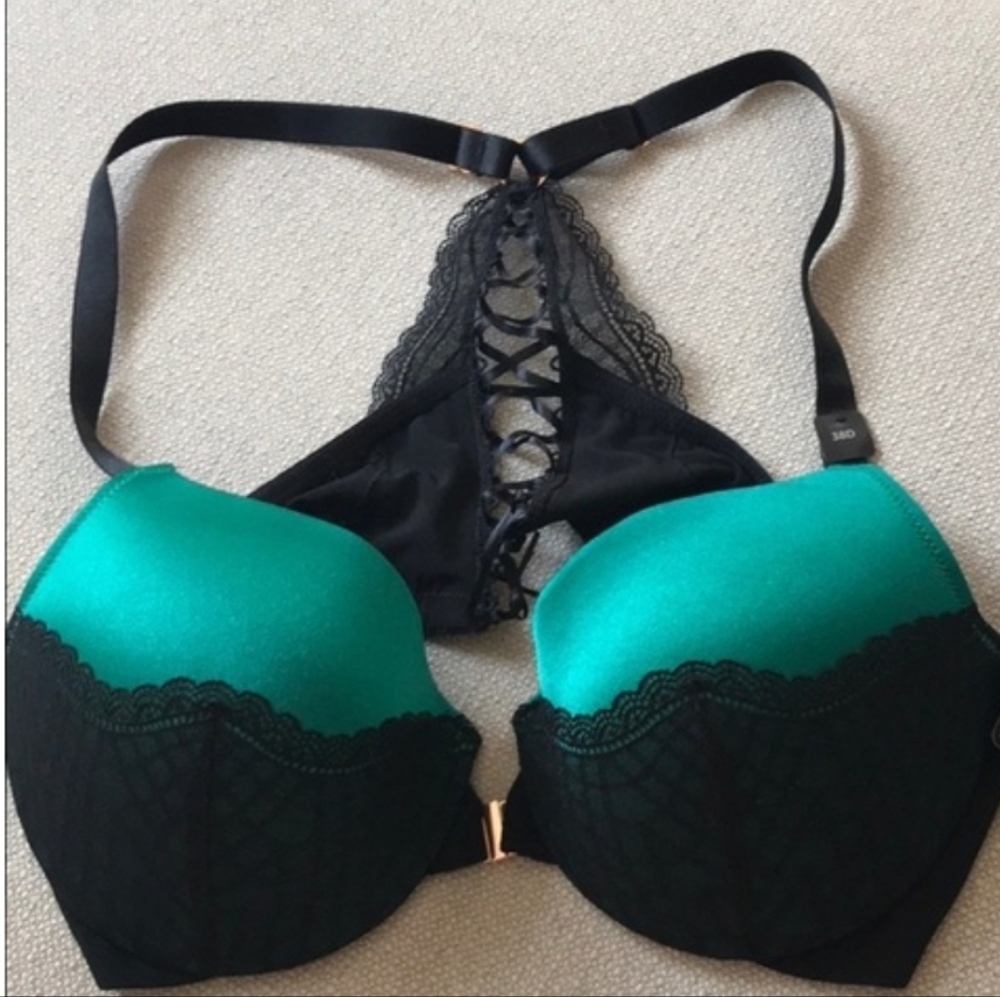 ASHLEY GRAHAM 40C Front Close/Lace-up Back Icon Bra in Green with Envy! - Picture 4 of 7
